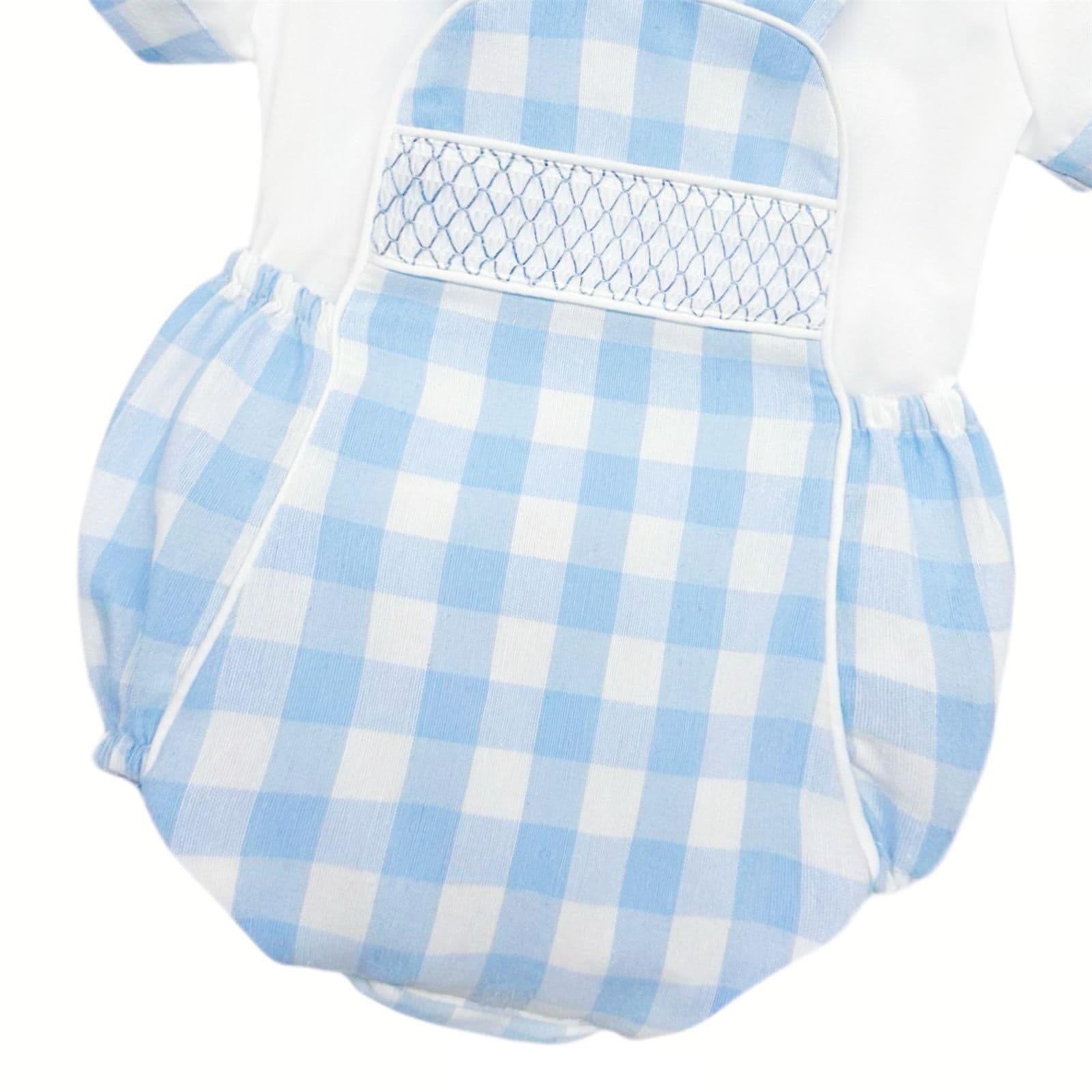 *SALE* Baby Boy Blue Check Smocked Romper with Top "MYD2449B"
