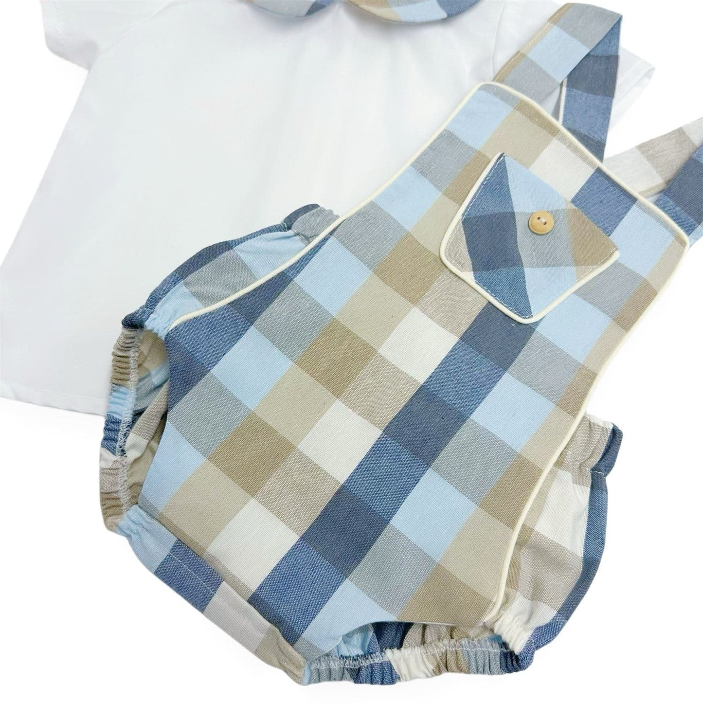 *SALE* Baby Boy Blue Checked Cotton Romper with Top "MYD2462B"