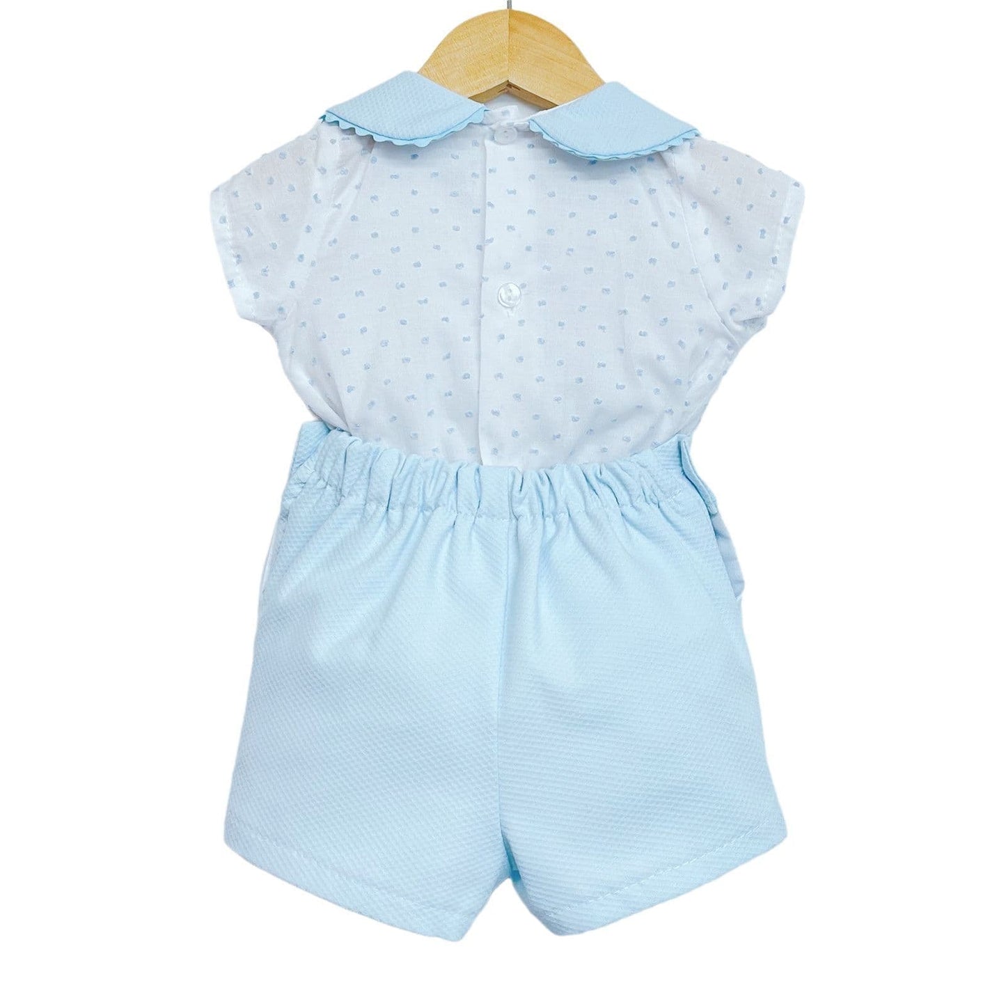 *SALE* Baby Boy Blue Collar Shirt with Waffle Shorts "MYD2210"