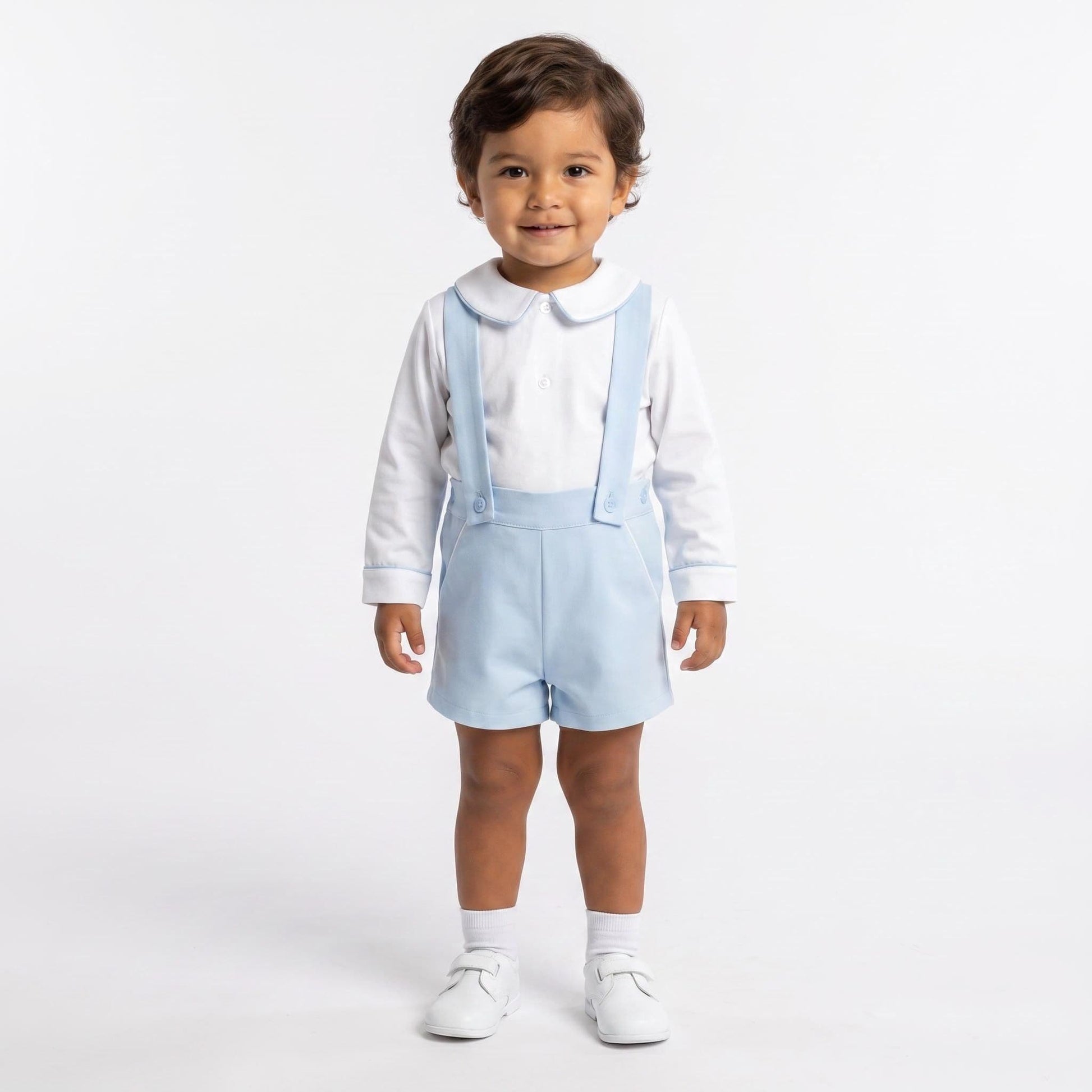 *SALE* Baby Boy Blue Cotton Strap with Shirt Outfit "MYDC004B"