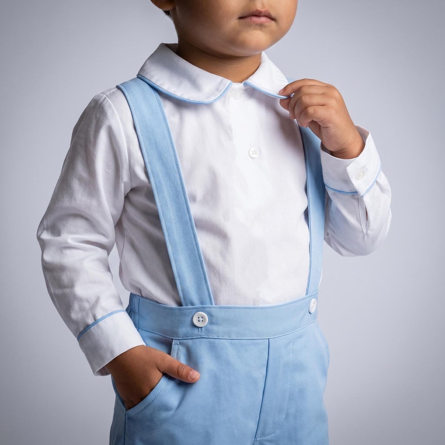 *SALE* Baby Boy Blue Cotton Strap with Shirt Outfit "MYDC004B"