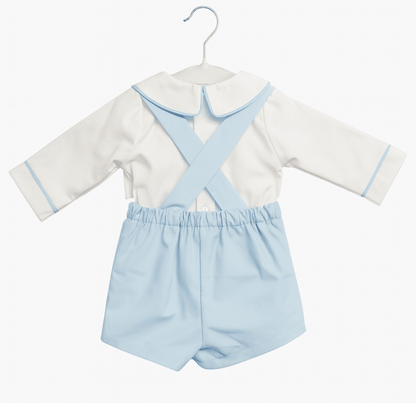 *SALE* Baby Boy Blue Cotton Strap with Shirt Outfit "MYDC004B"