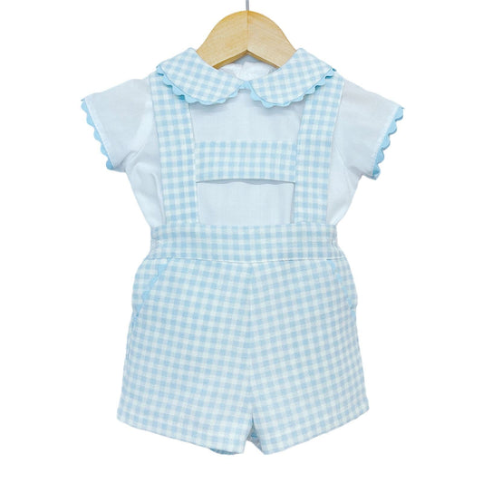 *SALE* Baby Boy Blue Gingham H Strap Dungaree with Shirt "MYD2233"