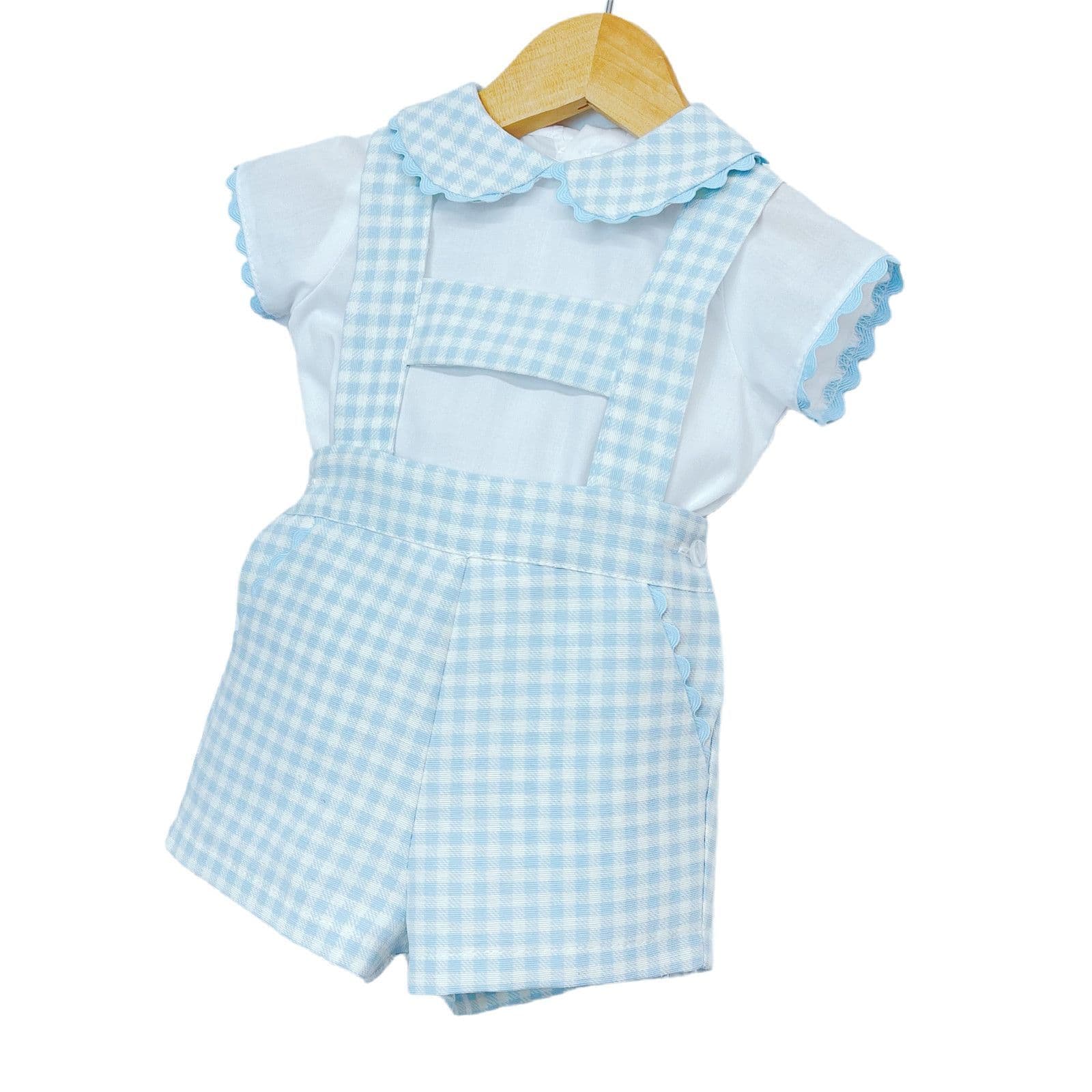 *SALE* Baby Boy Blue Gingham H Strap Dungaree with Shirt "MYD2233"