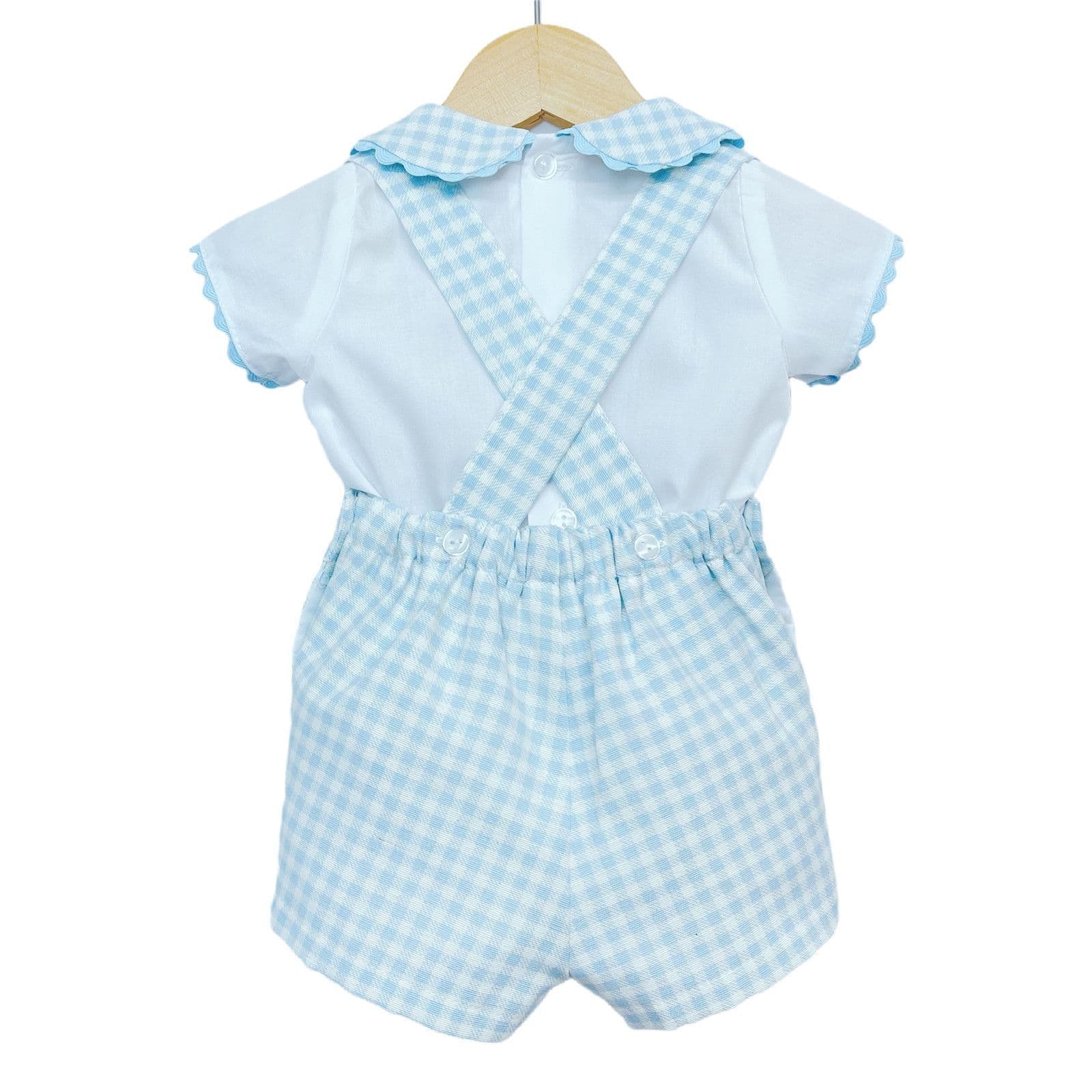 *SALE* Baby Boy Blue Gingham H Strap Dungaree with Shirt "MYD2233"