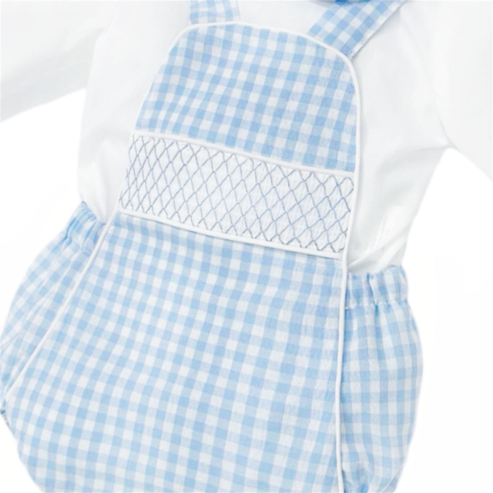 *SALE* Baby Boy Blue Gingham Smocked Romper with Shirt "MYDB2470B"