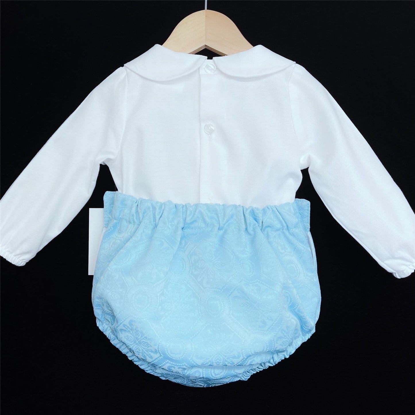 *SALE* Baby Boy Blue Jacquard Shorts with White Collar Shirt "LM155"