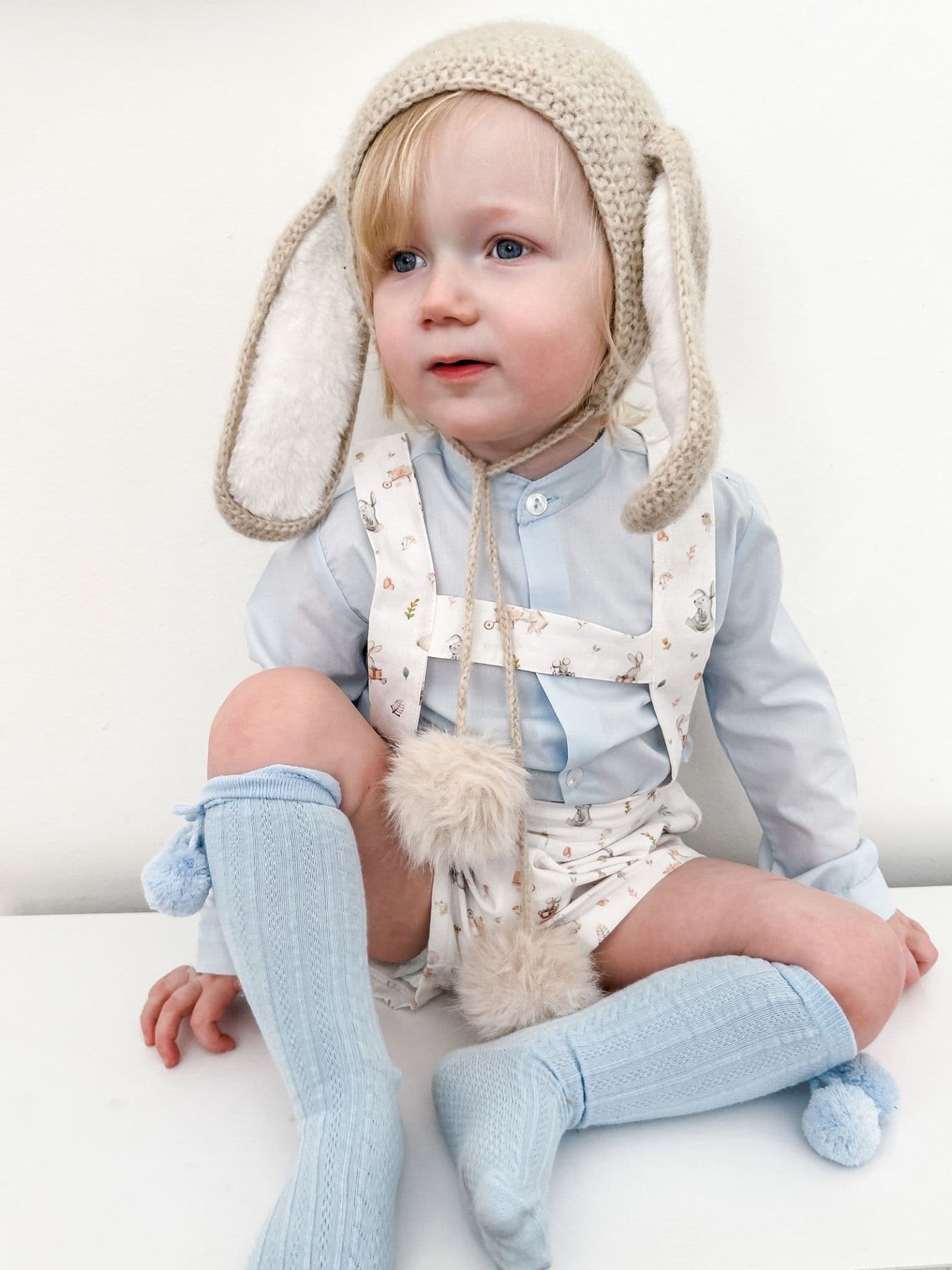 *SALE* Baby Boy Blue Rabbit Print Dungaree with Shirt "MYD2306"