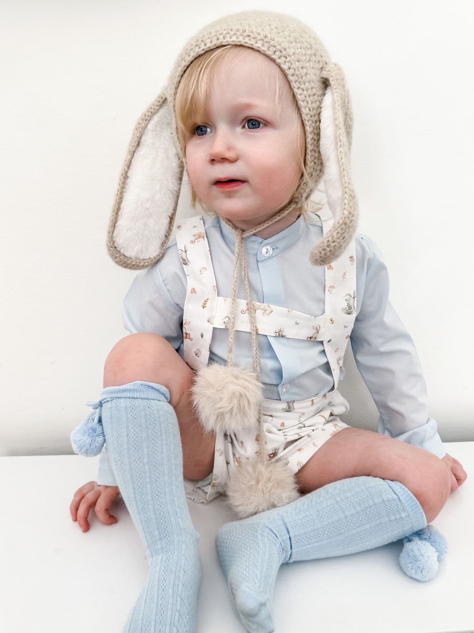 *SALE* Baby Boy Blue Rabbit Print Dungaree with Shirt "MYD2306"