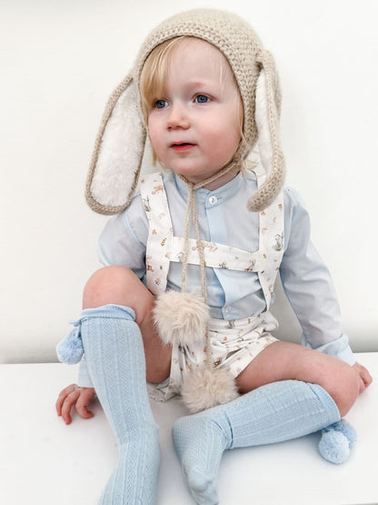 *SALE* Baby Boy Blue Rabbit Print Dungaree with Shirt "MYD2306"