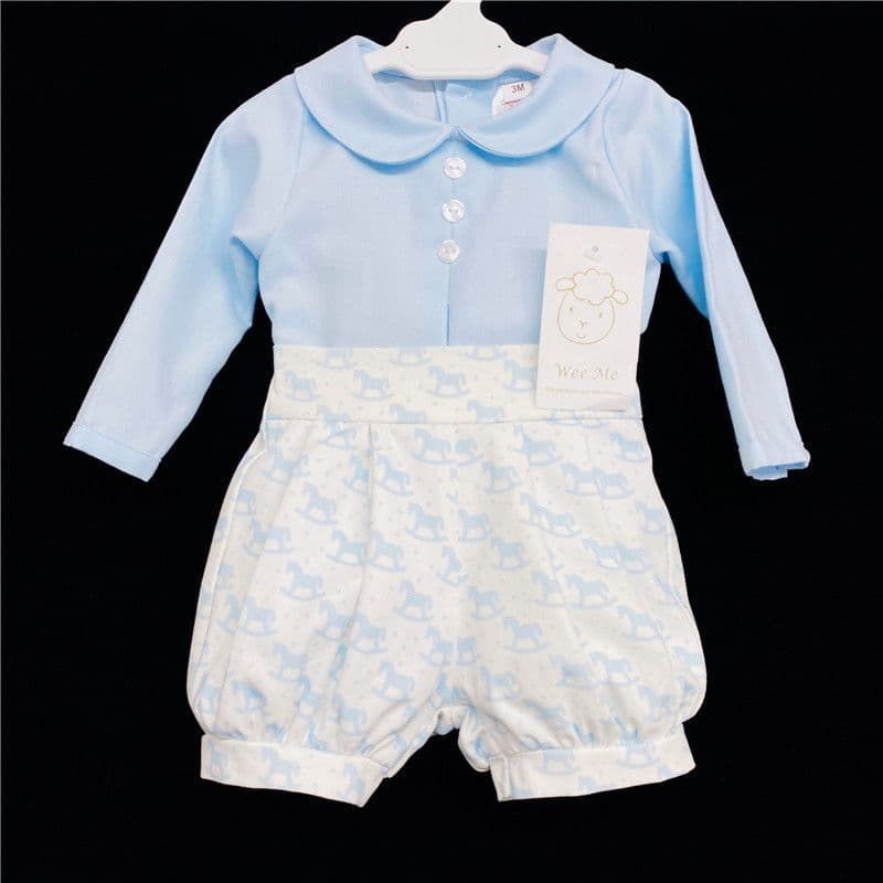 *SALE* Baby Boy Blue Rocking Horse Print Long Sleeve Jam Pants Suit MYD213