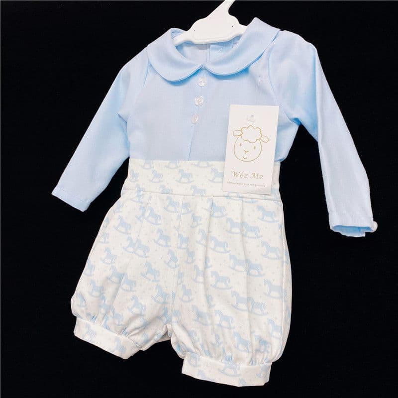 *SALE* Baby Boy Blue Rocking Horse Print Long Sleeve Jam Pants Suit MYD213