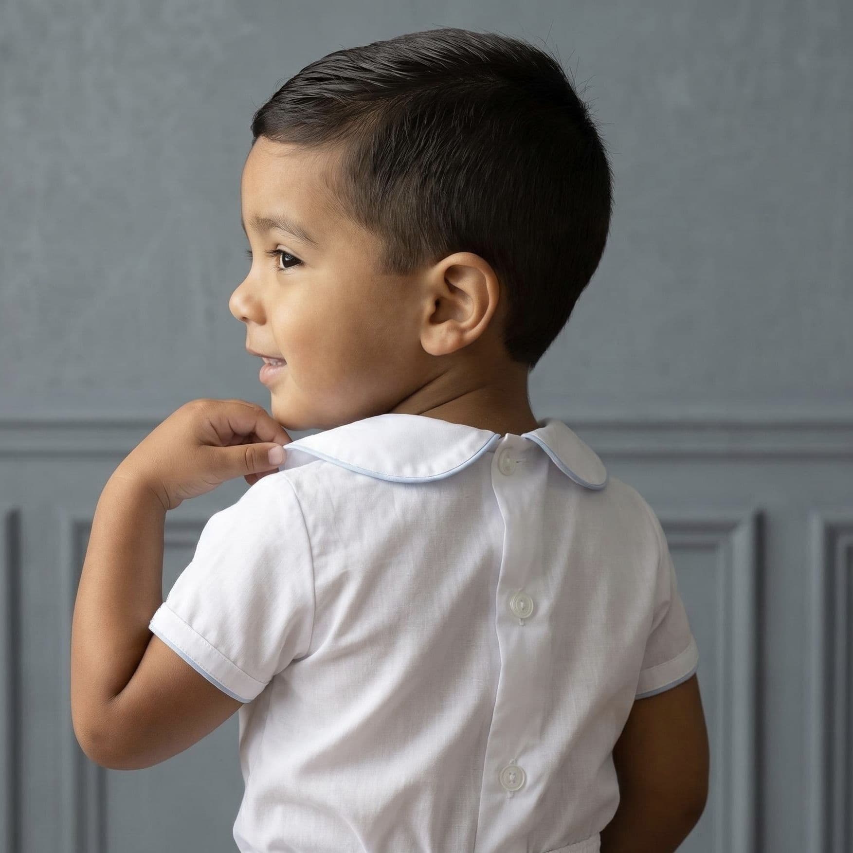 *SALE* Baby Boy Blue Shorts with Smocked Shirt "MYD2336"