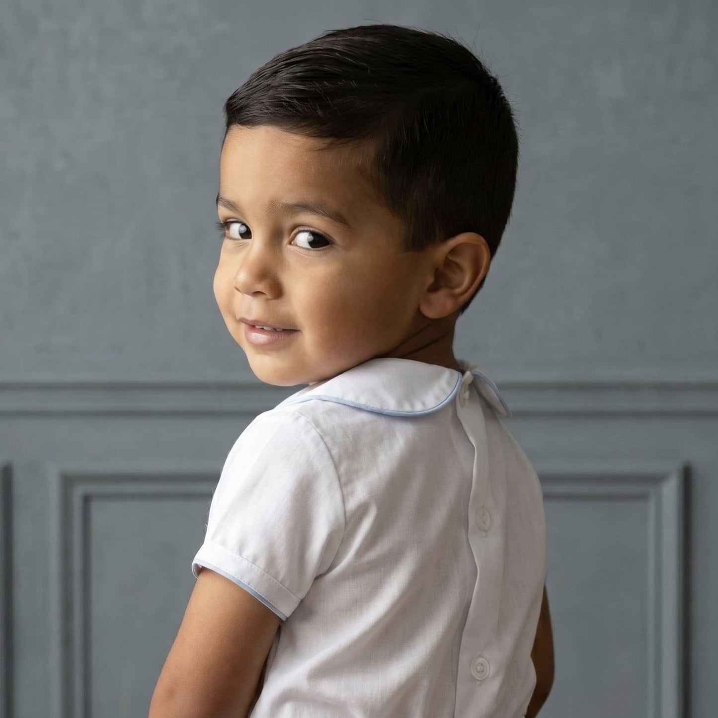 *SALE* Baby Boy Blue Shorts with Smocked Shirt "MYD2336"
