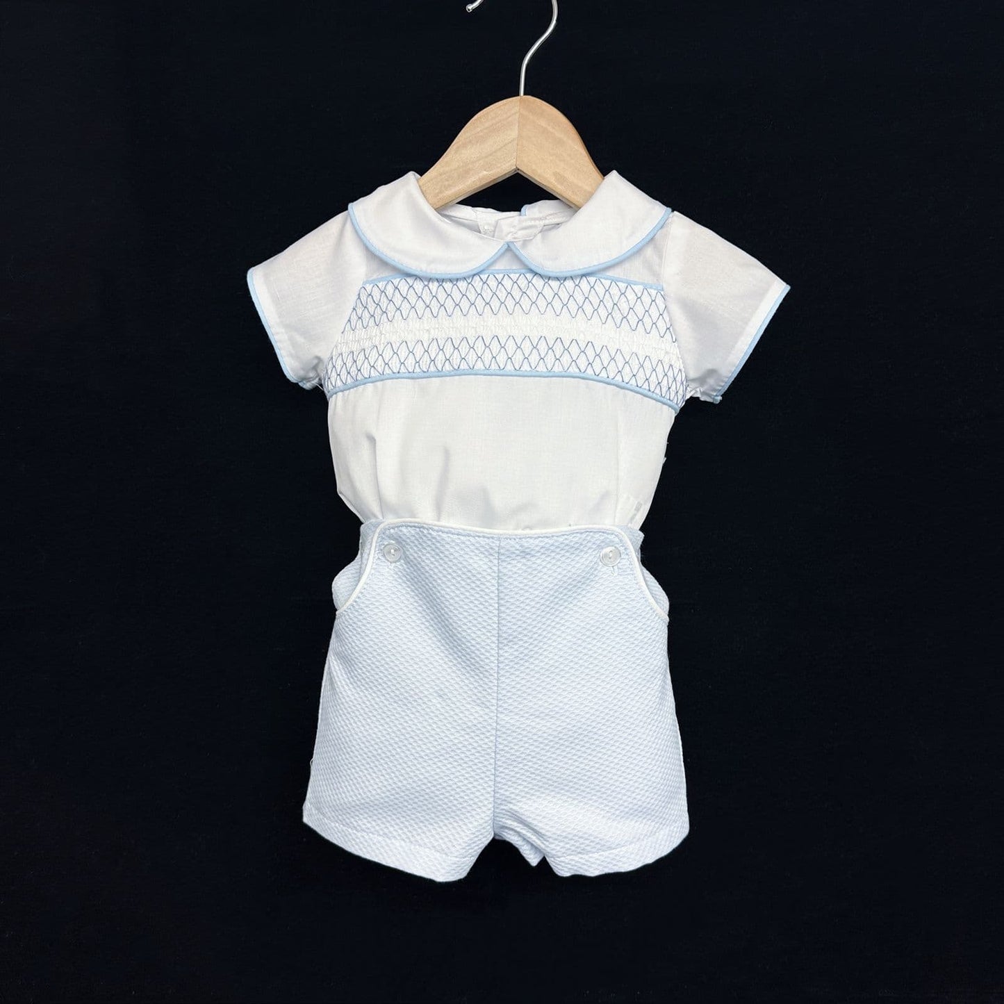 *SALE* Baby Boy Blue Shorts with Smocked Shirt "MYD2336"