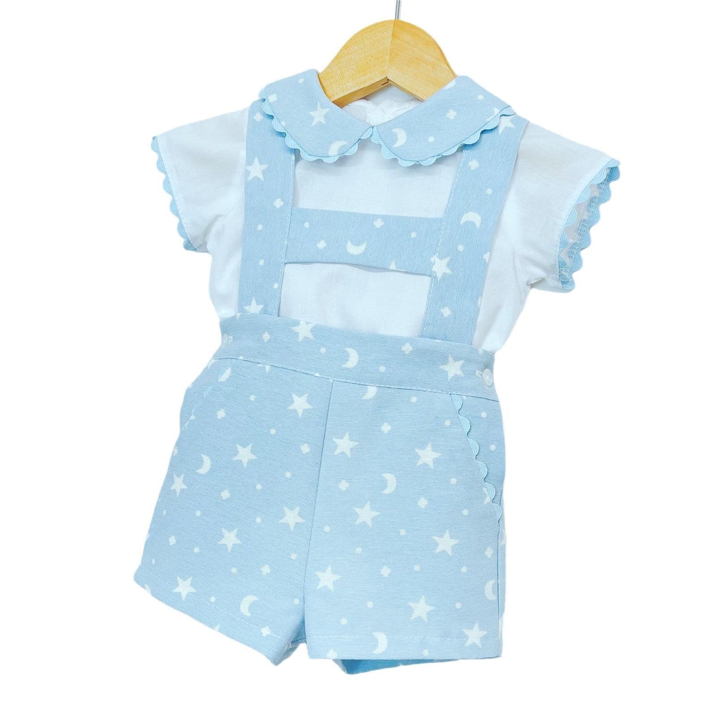 *SALE* Baby Boy Blue Star Print H Strap Dungaree with Shirt "MYD2237"