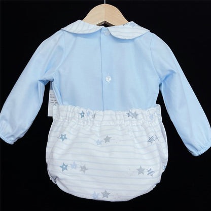 *SALE* Baby Boy Blue Star Print Shorts with Collar Shirt "LM154"