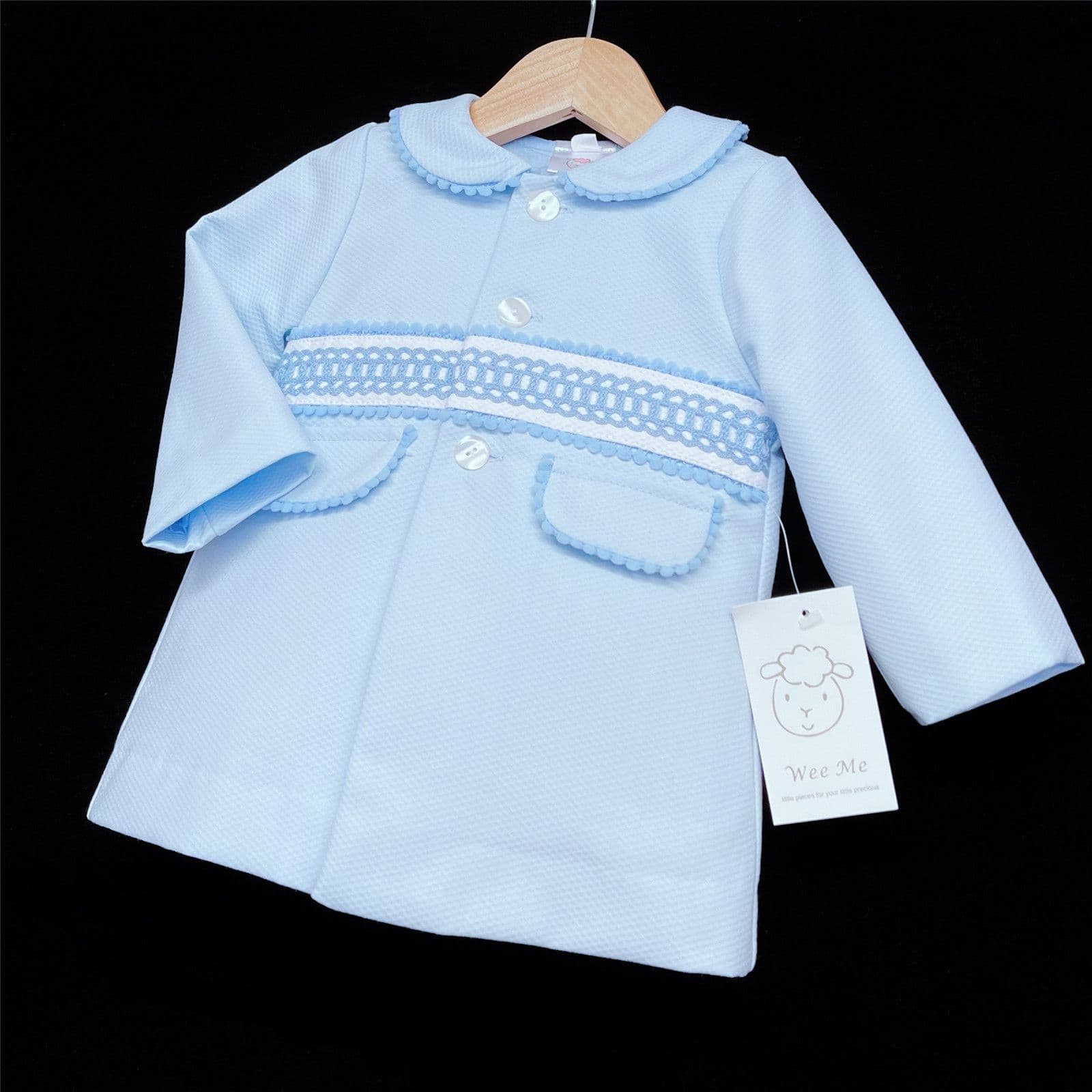 *SALE* Baby Boy Blue Waffle Jacket with Frog Details "ABR002"