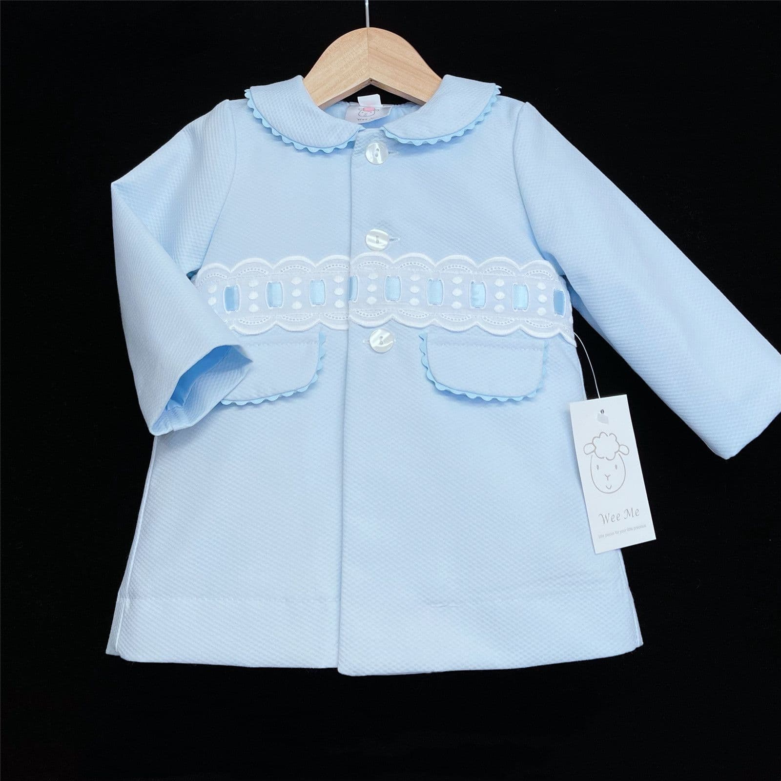 *SALE* Baby Boy Blue Waffle Jacket with Ribbon Insert "ABR003B