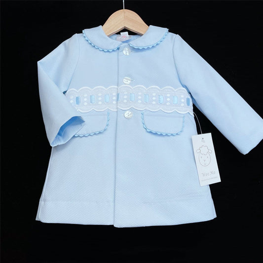 *SALE* Baby Boy Blue Waffle Jacket with Ribbon Insert "ABR003B