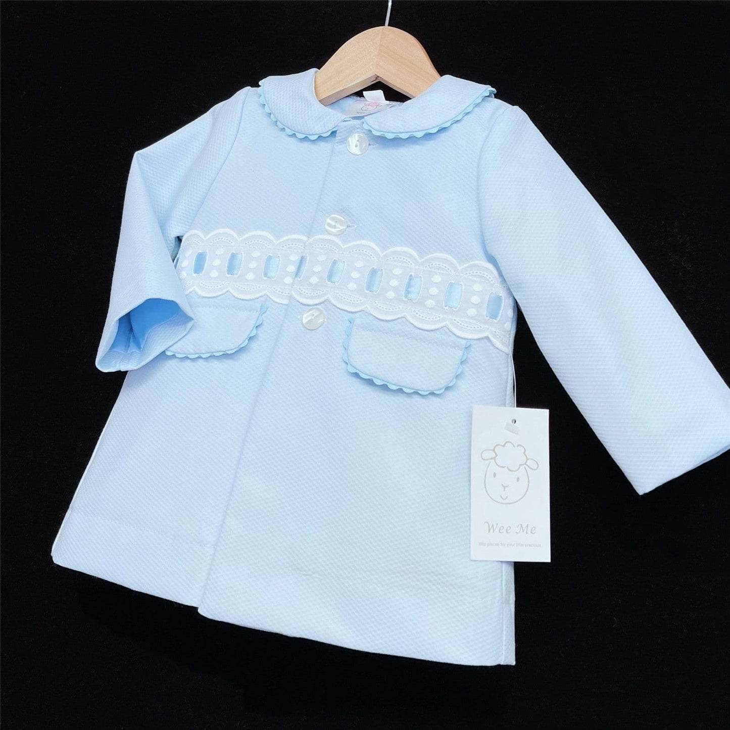 *SALE* Baby Boy Blue Waffle Jacket with Ribbon Insert "ABR003B