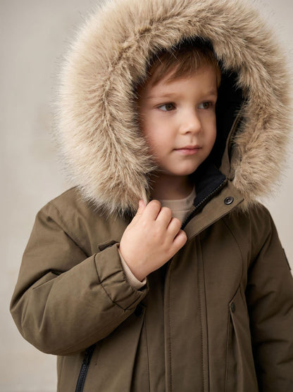 *SALE* Baby Boy Brown Bomber Jacket with Faux Fur Hood " 26014 "