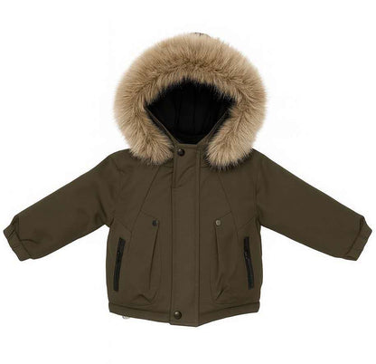 *SALE* Baby Boy Brown Bomber Jacket with Faux Fur Hood " 26014 "