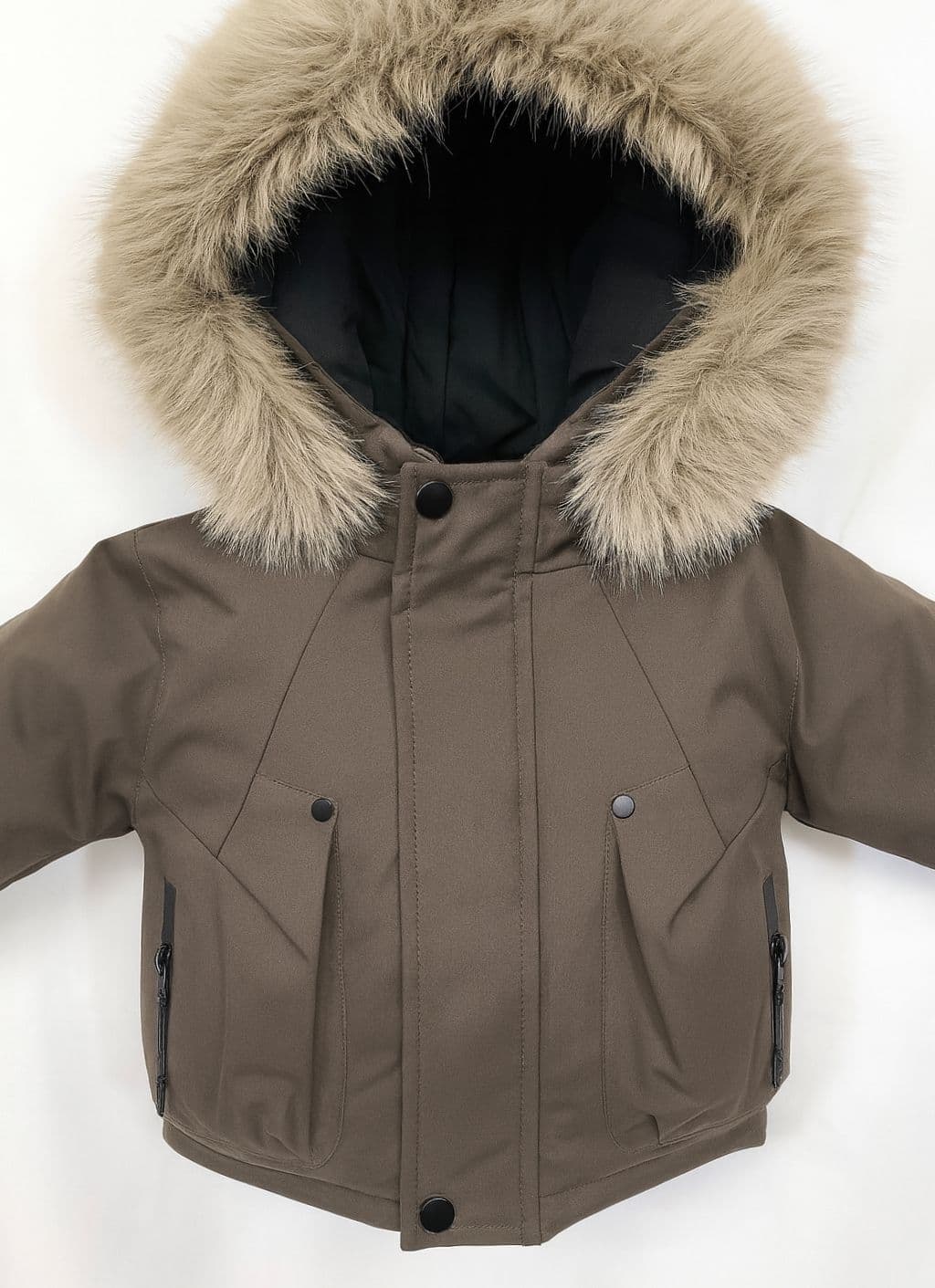 *SALE* Baby Boy Brown Bomber Jacket with Faux Fur Hood " 26014 "