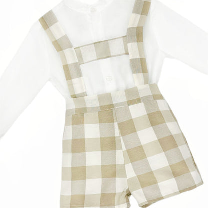 *SALE* Baby Boy Camel Checked Dungaree with Shirt "MYDB2480C"