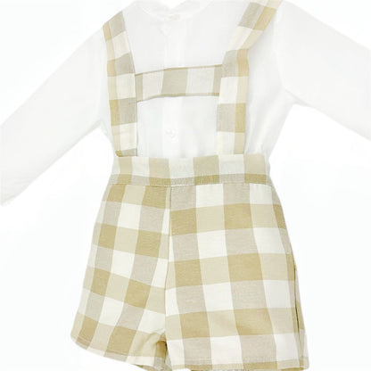 *SALE* Baby Boy Camel Checked Dungaree with Shirt "MYDB2480C"