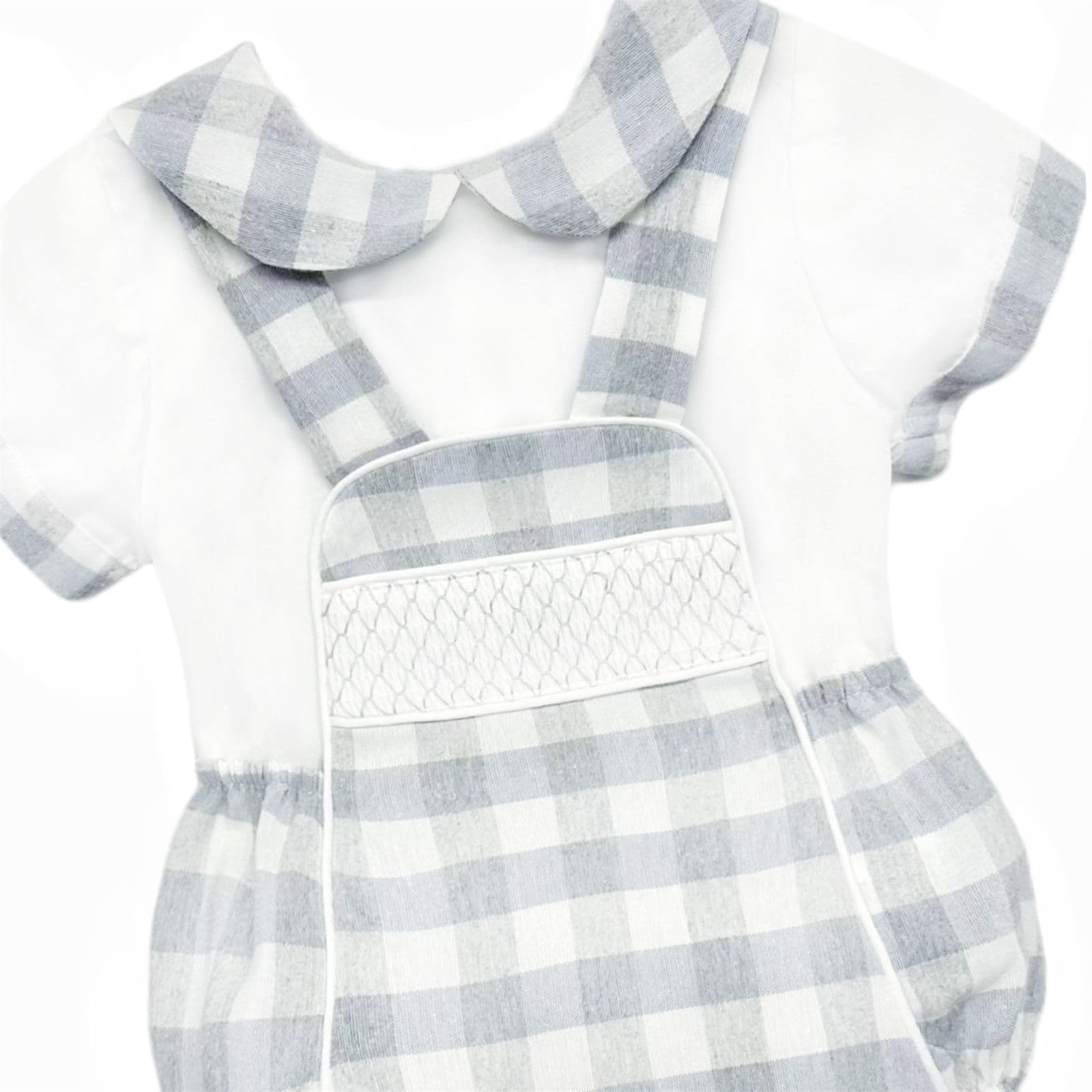 *SALE* Baby Boy Grey Check Smocked Romper with Top "MYD2449G"