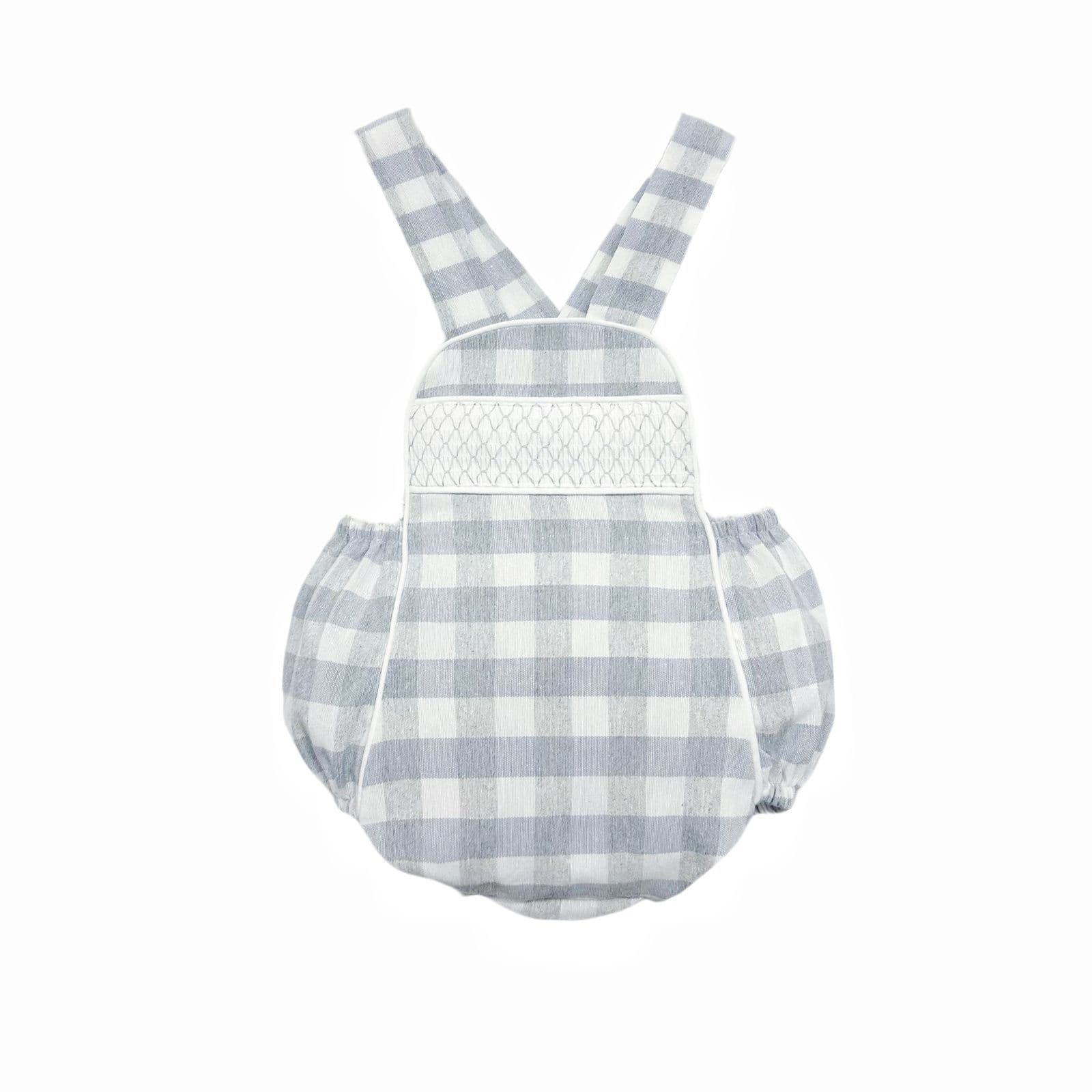 *SALE* Baby Boy Grey Check Smocked Romper with Top "MYD2449G"