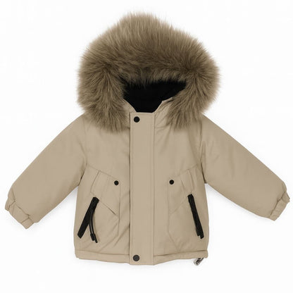 *SALE* Baby Boy Light Brown Bomber Jacket with Faux Fur Hood " 26014 "
