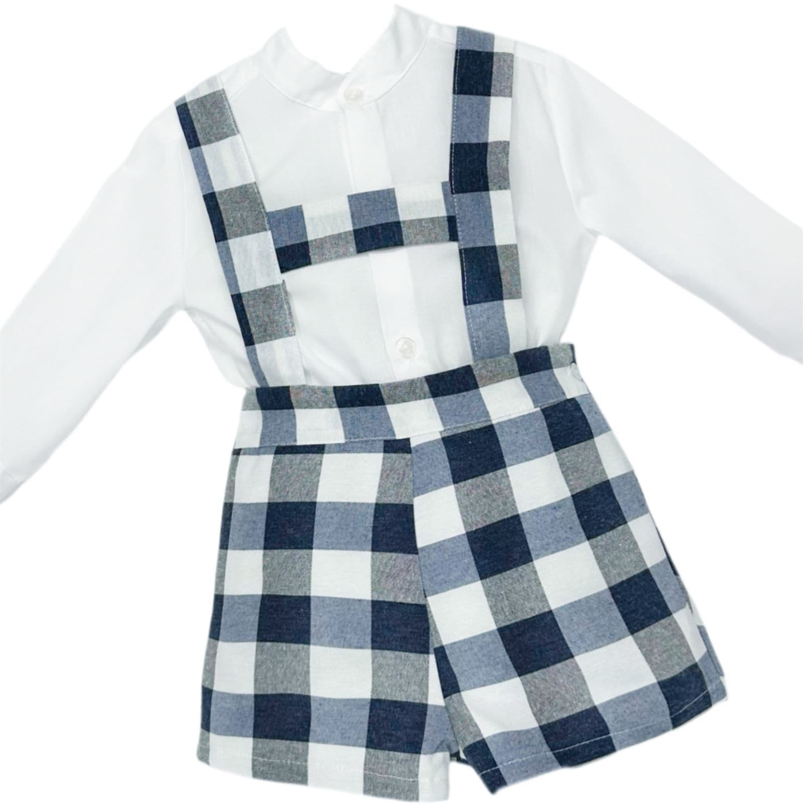 *SALE* Baby Boy Navy Checked Dungaree with Shirt "MYDB2480N"