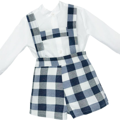 *SALE* Baby Boy Navy Checked Dungaree with Shirt "MYDB2480N"