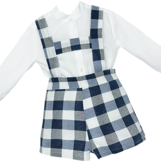 *SALE* Baby Boy Navy Checked Dungaree with Shirt "MYDB2480N"