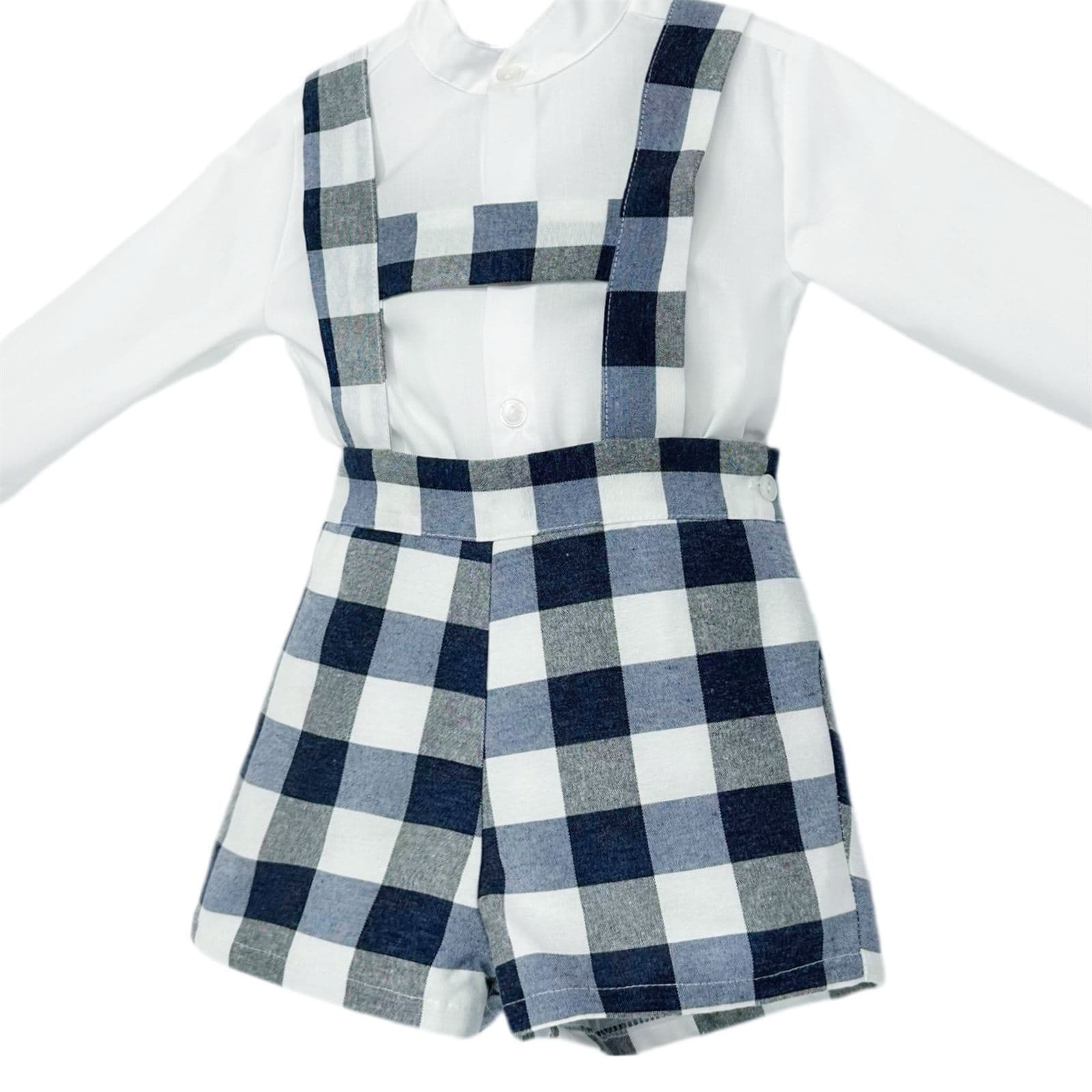 *SALE* Baby Boy Navy Checked Dungaree with Shirt "MYDB2480N"