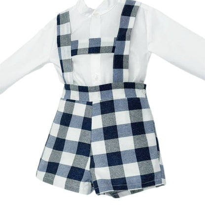*SALE* Baby Boy Navy Checked Dungaree with Shirt "MYDB2480N"