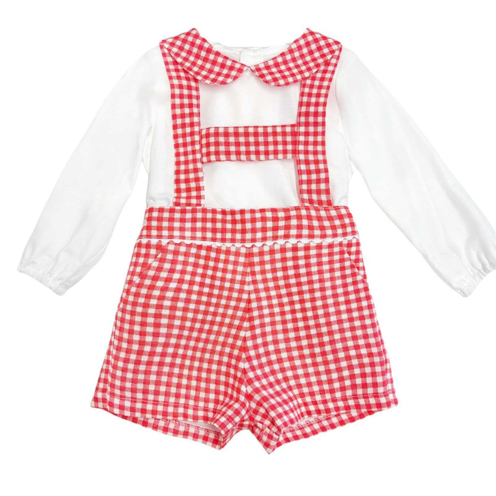 *SALE* Baby Boy Red Checked H Strip Dungaree with Shirt "MYD822"