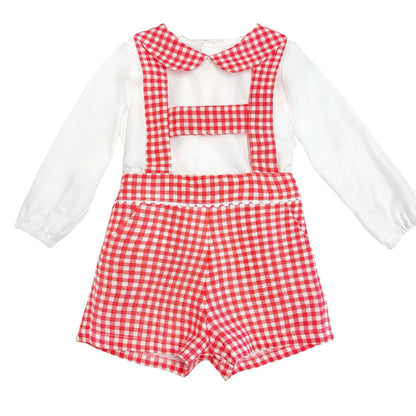 *SALE* Baby Boy Red Checked H Strip Dungaree with Shirt "MYD822"