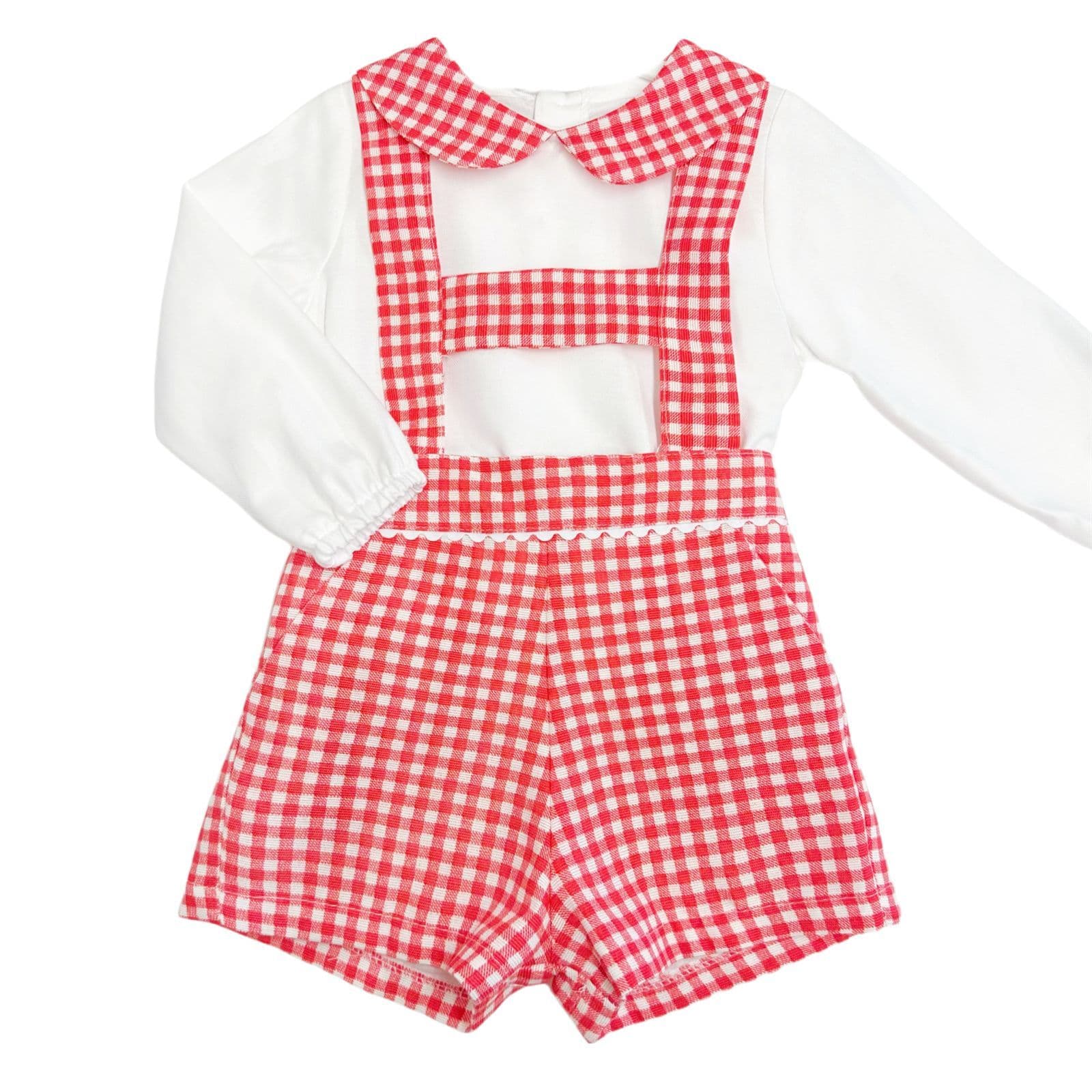 *SALE* Baby Boy Red Checked H Strip Dungaree with Shirt "MYD822"