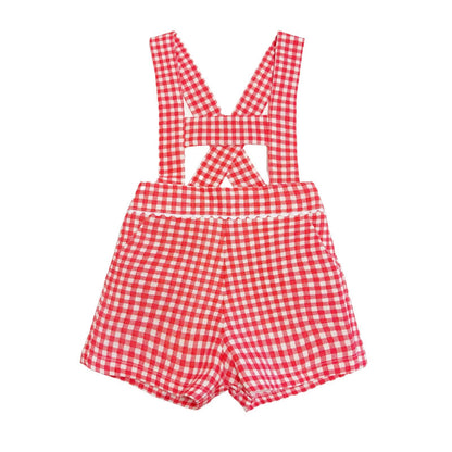*SALE* Baby Boy Red Checked H Strip Dungaree with Shirt "MYD822"
