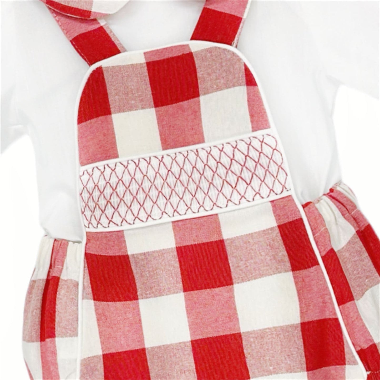 *SALE* Baby Boy Red Checked Smocked Romper with Shirt "MYDB2469R"