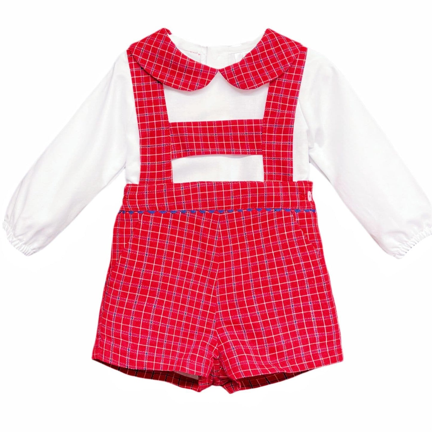 *SALE* Baby Boy Red Tartan H Strip Dungaree with Shirt Christmas "MYD1863"