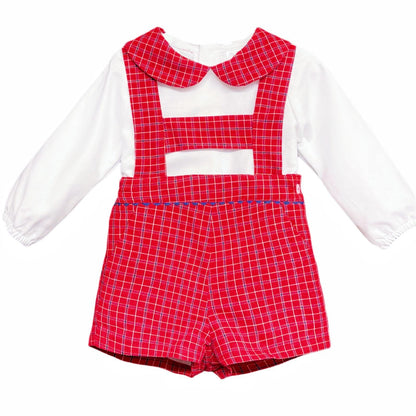 *SALE* Baby Boy Red Tartan H Strip Dungaree with Shirt Christmas "MYD1863"