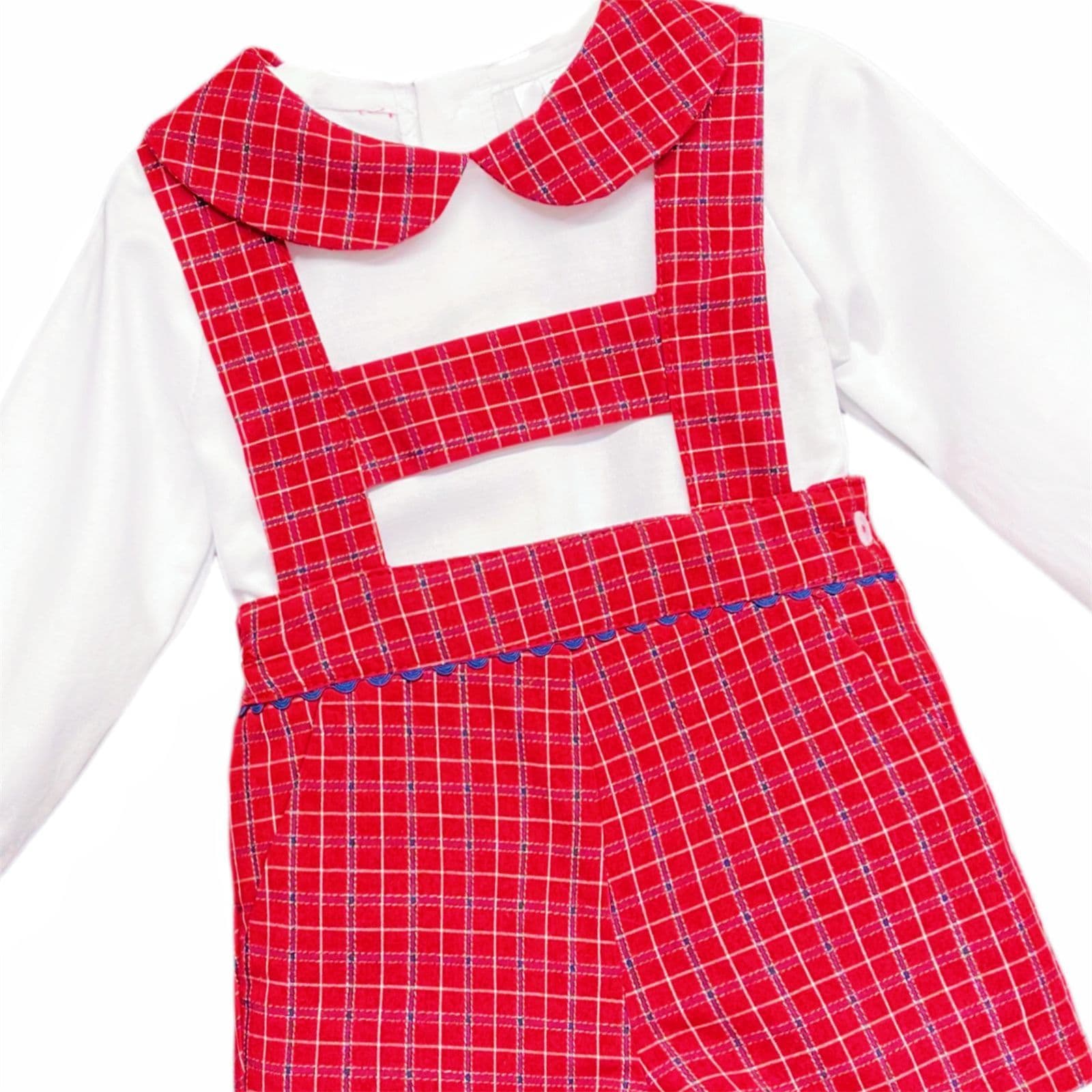 *SALE* Baby Boy Red Tartan H Strip Dungaree with Shirt Christmas "MYD1863"