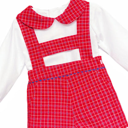 *SALE* Baby Boy Red Tartan H Strip Dungaree with Shirt Christmas "MYD1863"