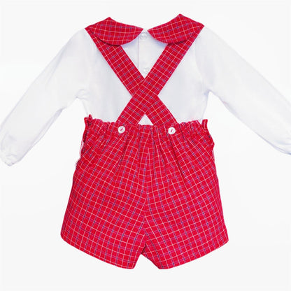 *SALE* Baby Boy Red Tartan H Strip Dungaree with Shirt Christmas "MYD1863"