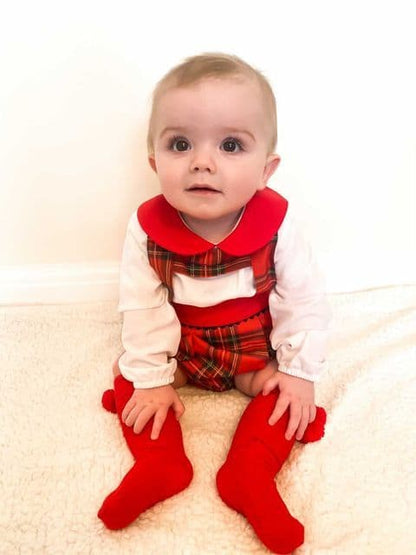*SALE* Baby Boy Red Tartan H Strip Romper with Shirt Christmas "MYD825"