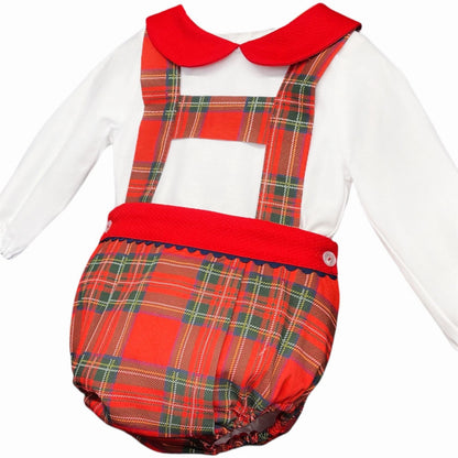*SALE* Baby Boy Red Tartan H Strip Romper with Shirt Christmas "MYD825"